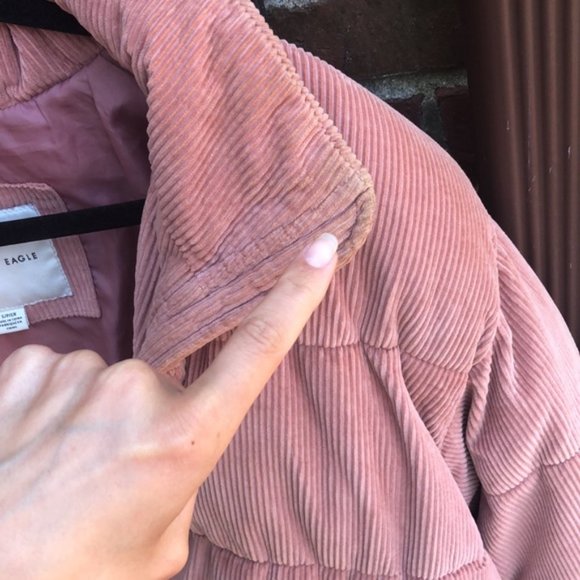 American Eagle Small Blush Corduroy Puffer Coat - Picture 9 of 9